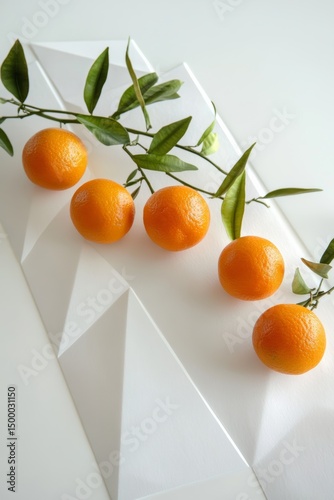 Texture with orange on white background. Pattern of fruits with yellow, orange and green colors.