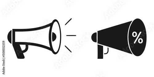 Isolated 3D red and white vector megaphone icon for loud public announcement and voice communication