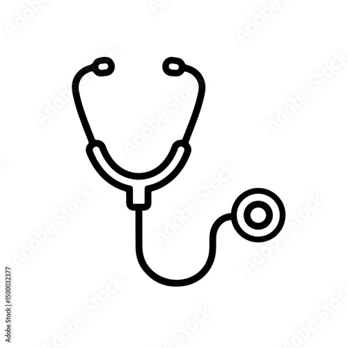 Medical stethoscope icon line art.  Stethoscope illustration perfect for medical websites and applications.  This simple graphic is ideal for healthcare branding and medical brochures, suitable for us
