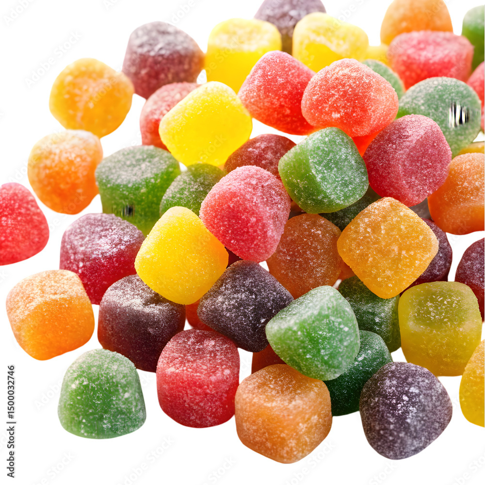 Colorful jelly candies scattered isolated on white background Colorful jelly candies scattered isolated on white background