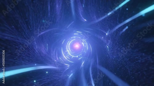 Animated glowing energy tunnel abstract futuristic background with bright light effects and motion graphics