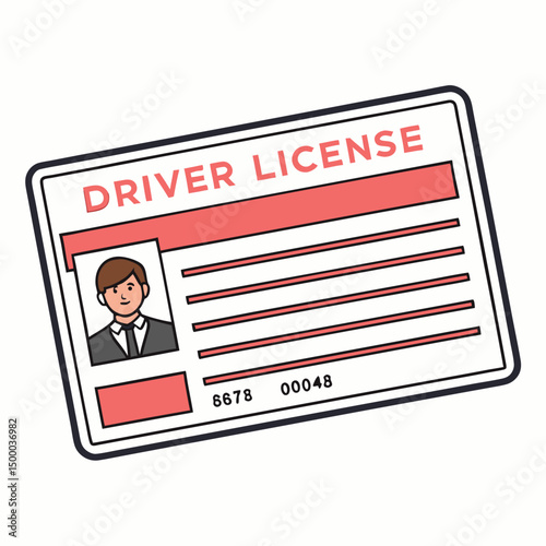 Driver's license. Plastic card of driving licence. Driving licence vector illustration isolated on white background