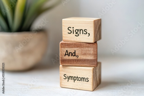 Wooden blocks stacked showing signs and symptoms