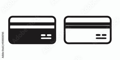 Business payment icons: credit card, cash register, and calculator vector illustration set