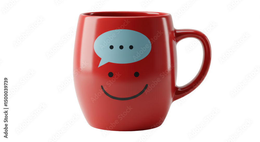 Isolated Red Mug with Speech Bubble Isolated Red Mug with Speech Bubble
