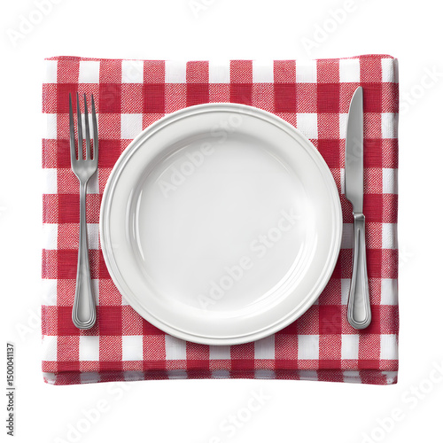 Plate on Red and White Checkered Tablecloth