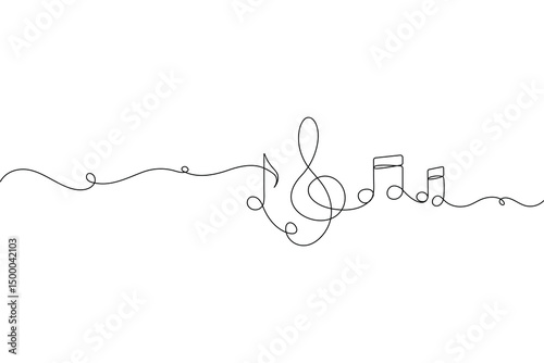Continuous One Line Music Note Icon Minimalist Vector Illustration

