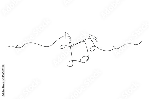 Continuous One Line Music Note Icon Minimalist Vector Illustration

