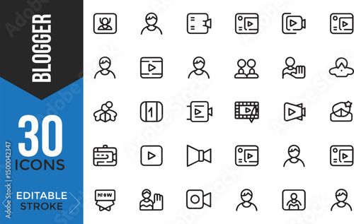 Blogger Icon Set – Influencer, Vlogging, Social Media & Digital Marketing Icons

