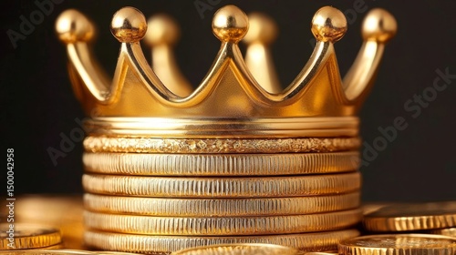 Coin crown signifies triumph in the business world. photo