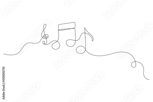 Continuous One Line Music Note Icon Minimalist Vector Illustration

