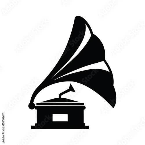 Gramophone Black Silhouette Vector Illustration