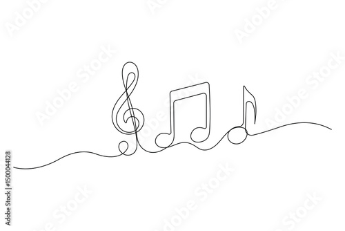 Continuous One Line Music Note Icon Minimalist Vector Illustration

