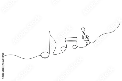 Continuous One Line Music Note Icon Minimalist Vector Illustration

