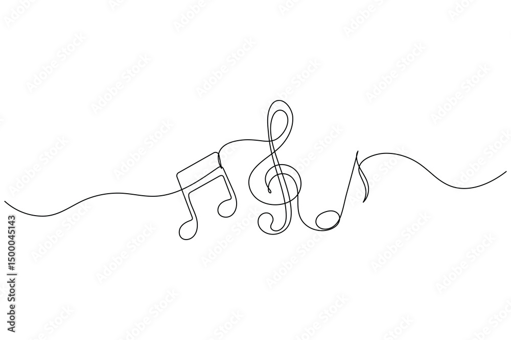Obraz premium Continuous One Line Music Note Icon Minimalist Vector Illustration