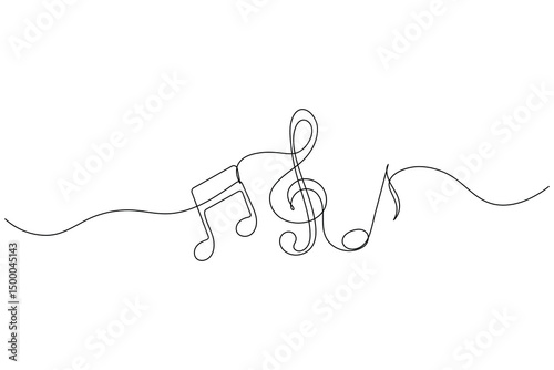 Continuous One Line Music Note Icon Minimalist Vector Illustration

