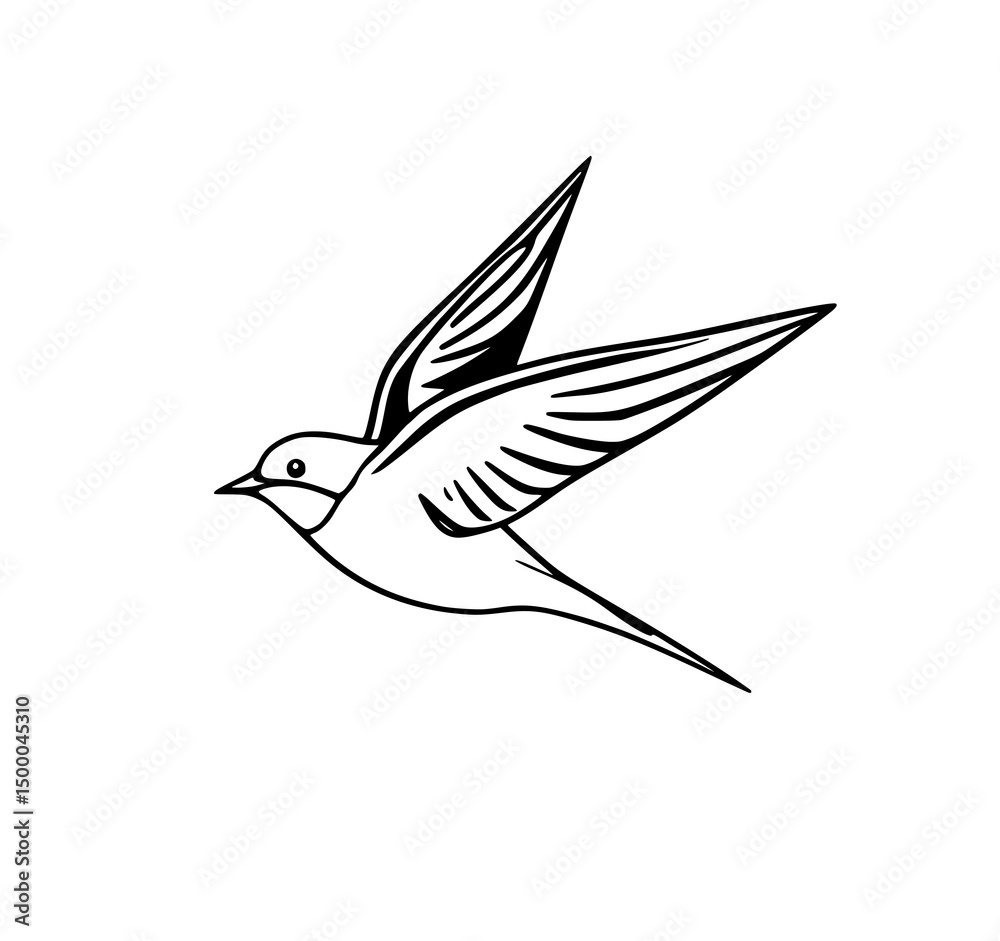 Obraz premium Emblem of Flight: A minimalist outline of a swift bird in mid-flight, embodying freedom and grace, with bold lines and elegant simplicity.