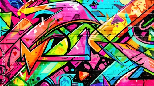 Wallpaper Mural Urban Canvas: Abstract Graffiti Art with Vibrant Colors and Geometric Patterns Torontodigital.ca