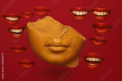 Echoes of Laughter – Smiles Surrounding a Broken Statue Fragment