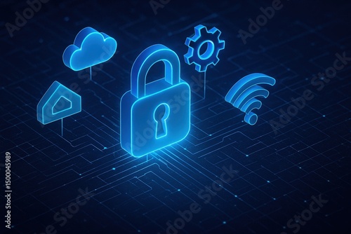 Cybersecurity Network Lock – Digital Data Protection Concept

