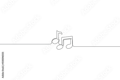 Continuous One Line Music Note Icon Minimalist Vector Illustration

