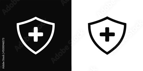 Set of heraldic shields with a golden holy cross, a religious symbol of faith, isolated vector illustration