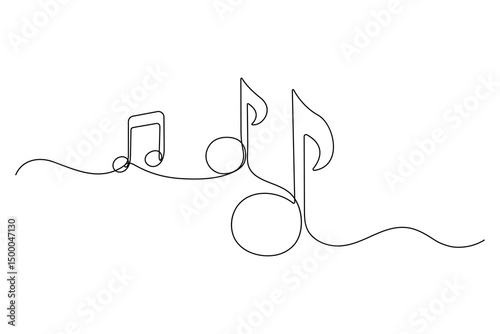 Continuous One Line Music Note Icon Minimalist Vector Illustration

