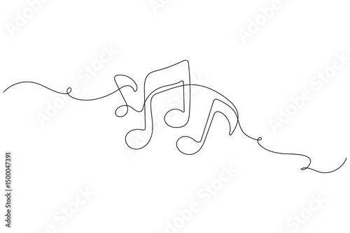 Continuous One Line Music Note Icon Minimalist Vector Illustration

