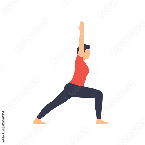 Person performing yoga pose in activewear on white background  