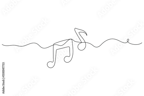 Continuous One Line Music Note Icon Minimalist Vector Illustration

