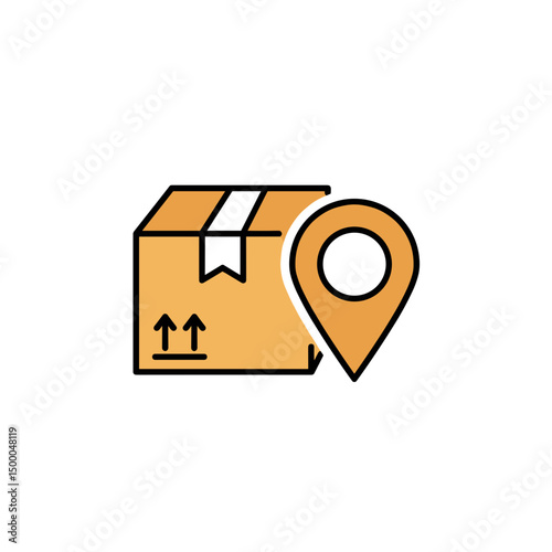 Package box with location pin symbol for delivery services  