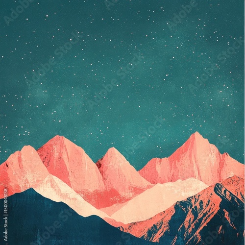 Pink mountains under a starry night sky (1)