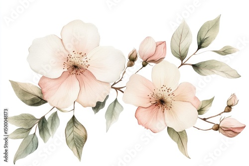 Delicate blush flowers and foliage