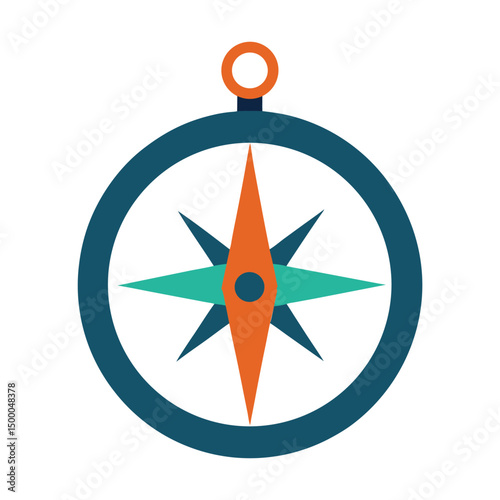 Navigation compass icon illustration guiding direction and travel exploration symbol