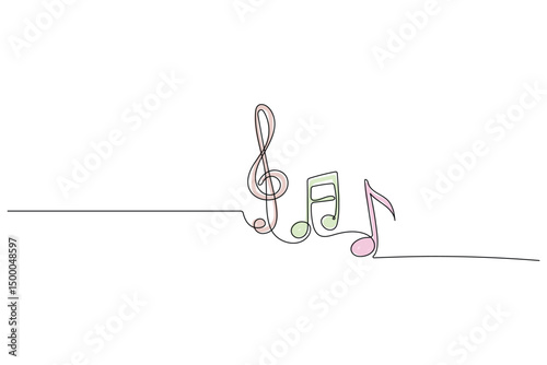 Continuous One Line Music Note Icon Minimalist Vector Illustration

