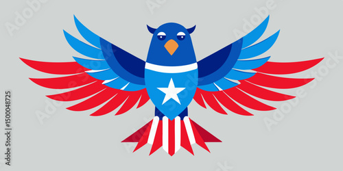Patriotic owl soars a symbol of American pride and strength rendered in flat vector design with bold photo