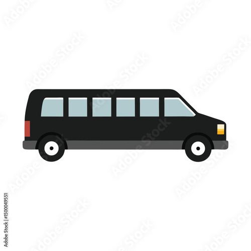 Stylized black limousine vector illustration for transportation or event concepts