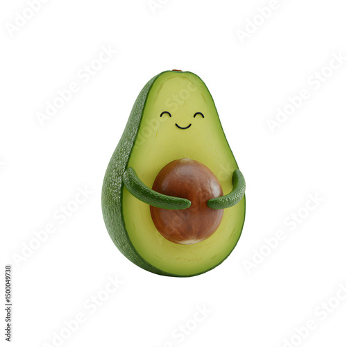 Cartoon avocado character with happy eyes and blushing cheeks