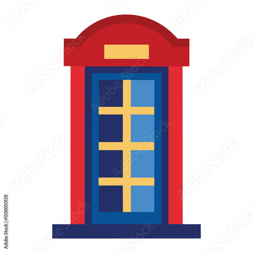 Simple graphic illustration of a red british telephone box design