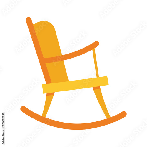 Simple vector illustration of a yellow and orange rocking chair isolated on white