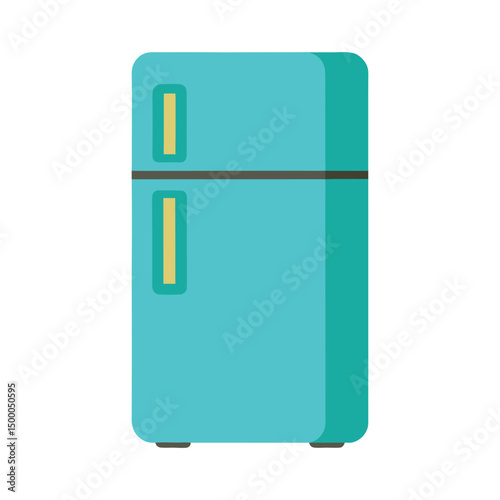 Isolated turquoise refrigerator vector illustration flat design appliance kitchen equipment fresh food storage