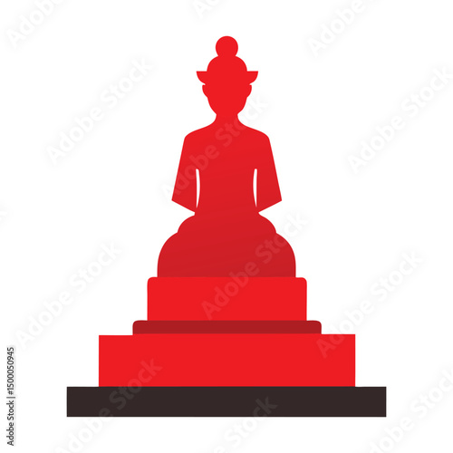 Red buddhist statue illustration isolated on white background religion concept design