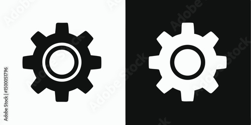 A metallic gear icon illustration showcasing industrial cogwheels and engineering technology