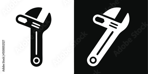 Hand with wrench and other repair tools, an isolated metal adjustable spanner icon for construction and mechanic work