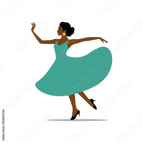 Elegant Dancer in Teal Dress
