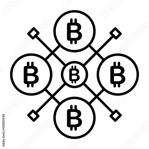 Bitcoin blockchain icon with simple and modern design isolated on transparent background photo