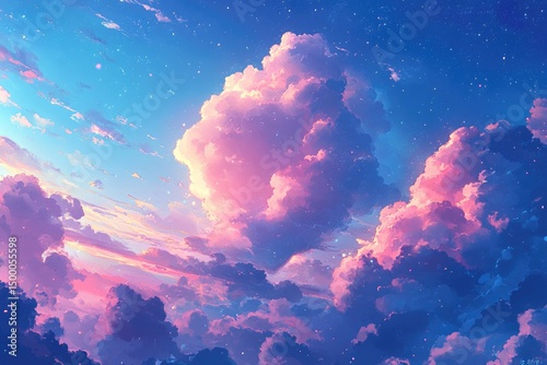 Pastel cloudscape with vibrant sky