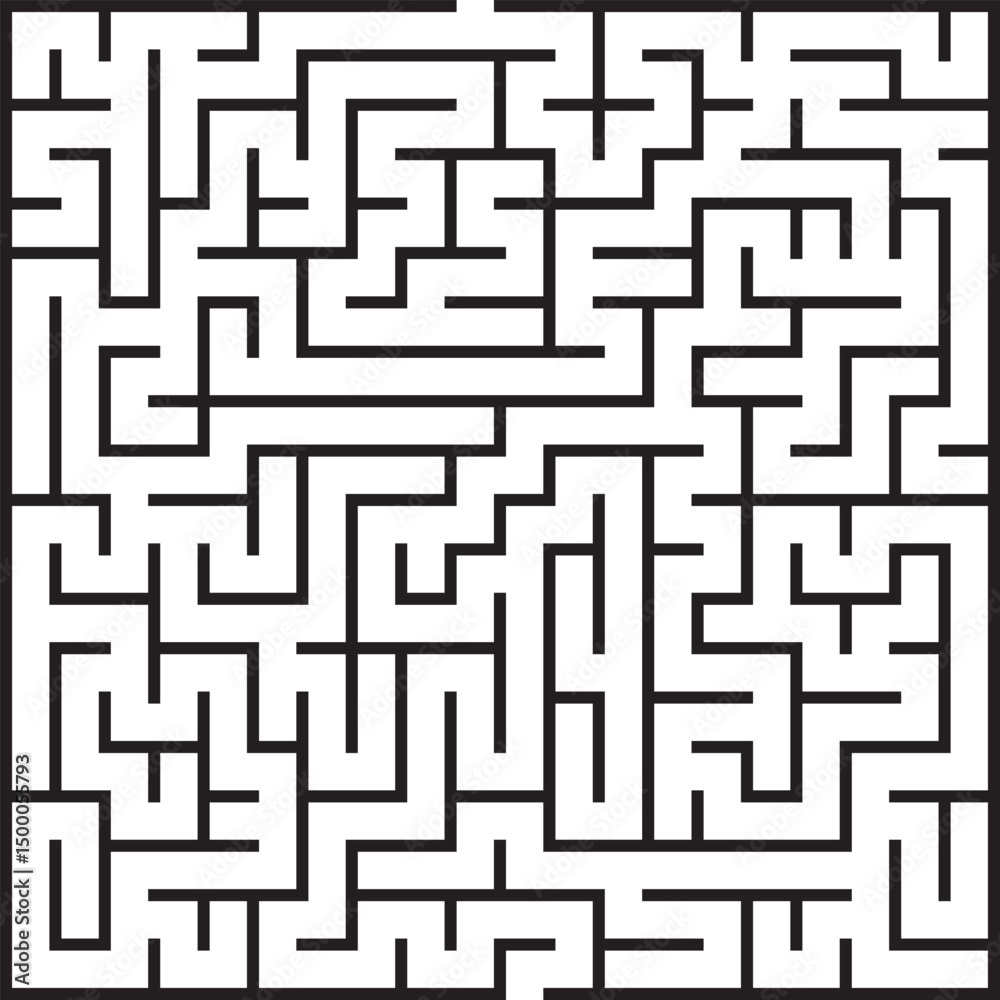 Complex Square Maze Puzzle Labyrinth Game, Paths, Challenge, Solution