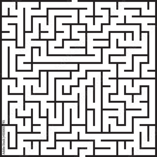 Complex Square Maze Puzzle Labyrinth Game, Paths, Challenge, Solution