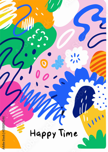 Happy Time Abstract Colorful Shapes Background